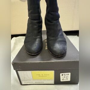 Rag & Bone Black Classic Newbury Ankle Booties Distressed Leather